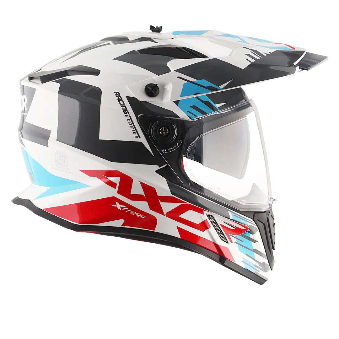 AXOR X Cross X1 Dual Visor White Red Off Road Helmet