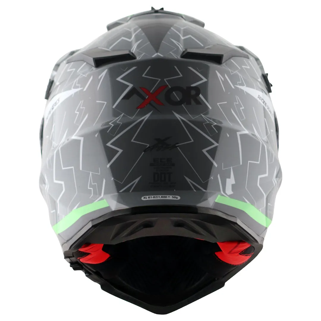 AXOR X Cross Flash Dual Visor Cool Grey Green Off Road Helmet