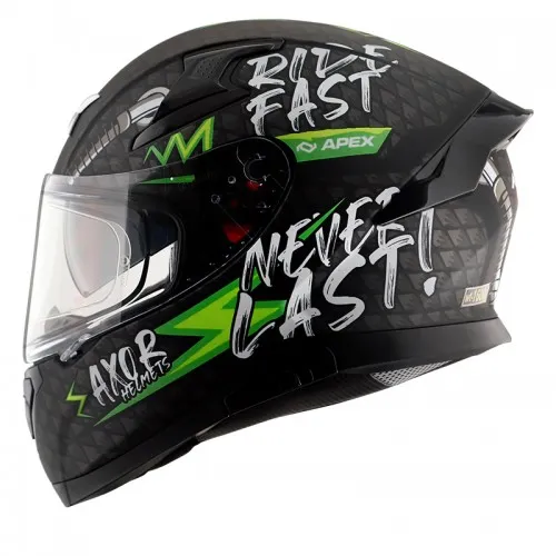 AXOR Axox Apex Ridefast Black Neon Yellow Full Face Helmet