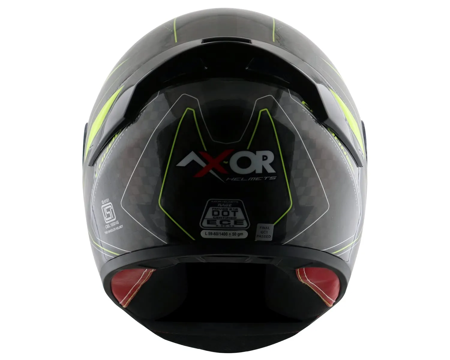 AXOR Rage Carbon Warfare Small Checks Neon Yellow Full Face Helmet