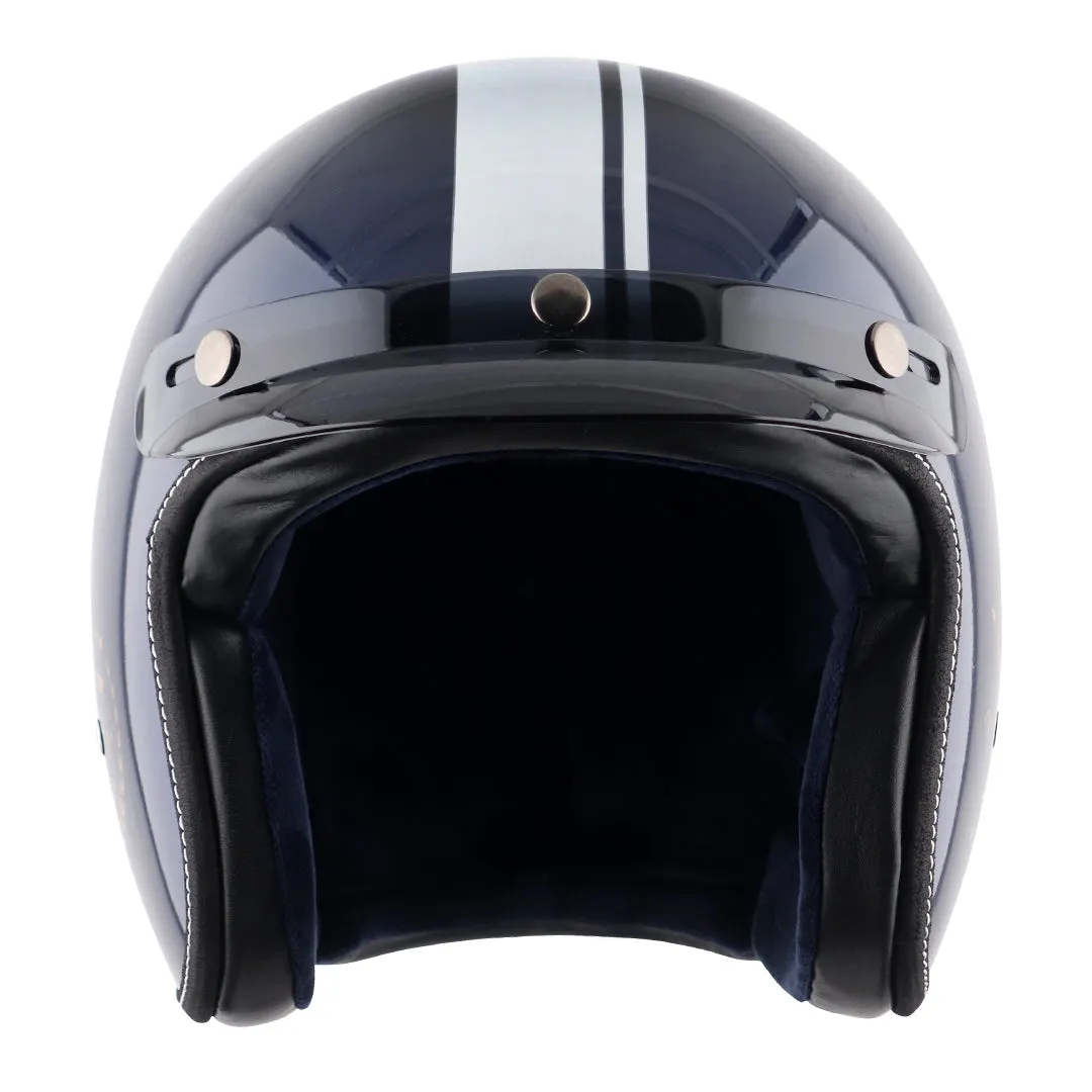 AXOR Retro Jet Euro Globe Royal Blue Half Face Helmet