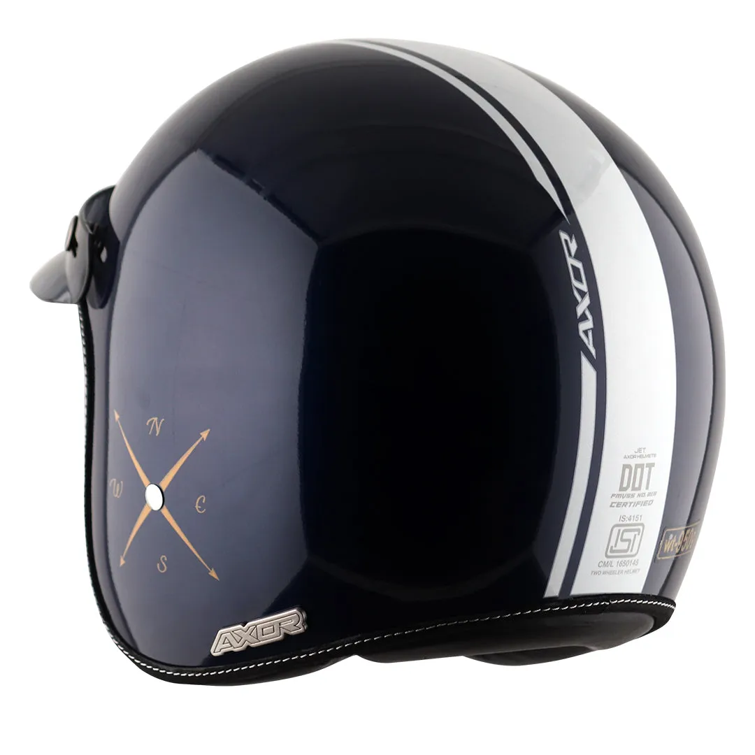 AXOR Retro Jet Euro Globe Royal Blue Half Face Helmet