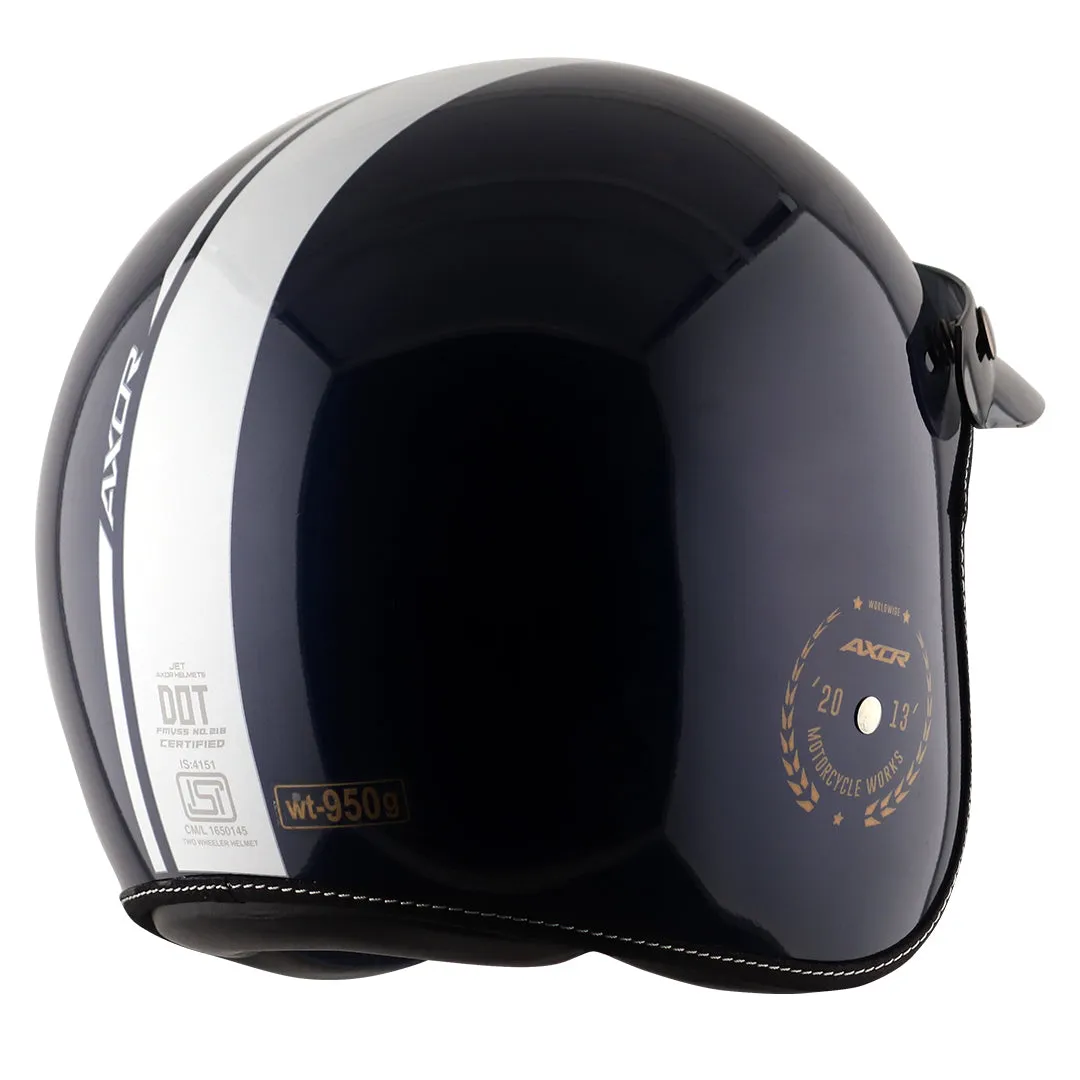 AXOR Retro Jet Euro Globe Royal Blue Half Face Helmet
