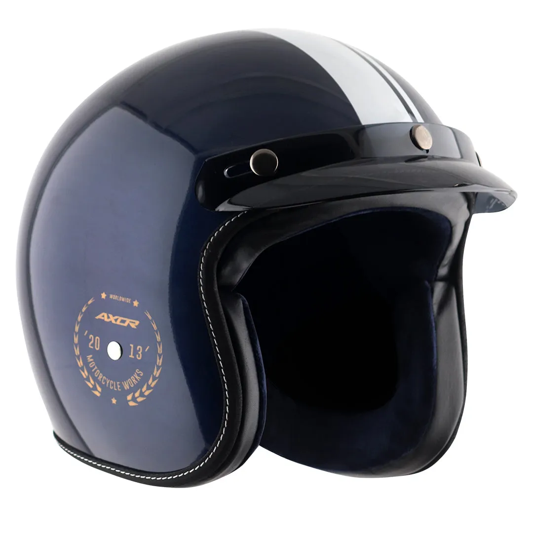 AXOR Retro Jet Euro Globe Royal Blue Half Face Helmet