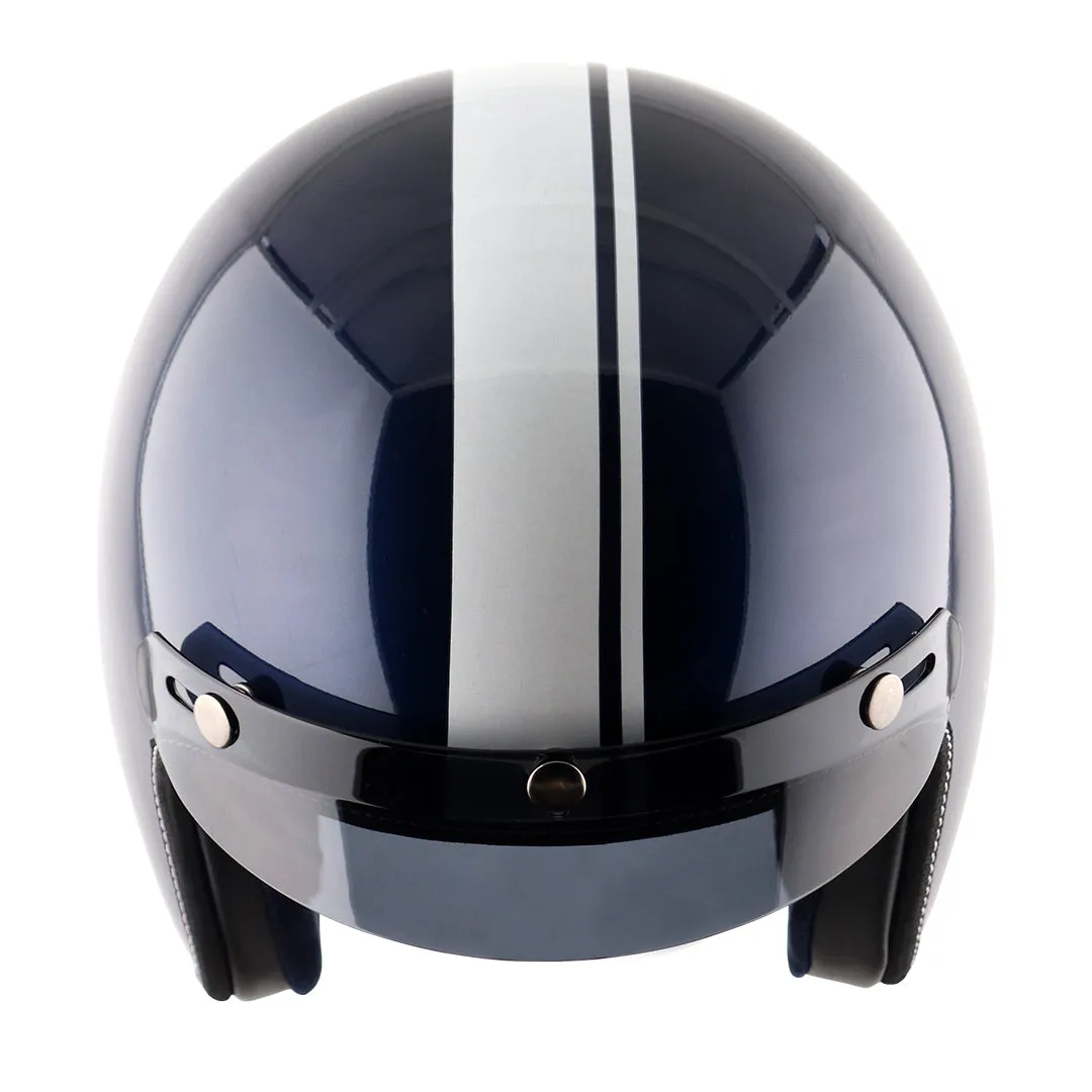 AXOR Retro Jet Euro Globe Royal Blue Half Face Helmet