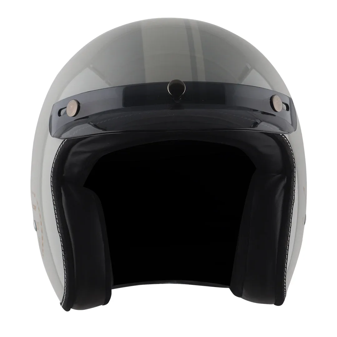 AXOR Retro Jet Euro Globe Cool Grey Half Face Helmet