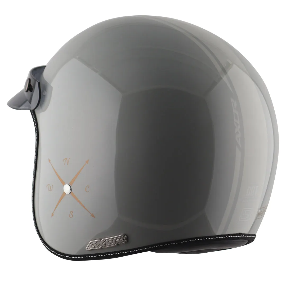 AXOR Retro Jet Euro Globe Cool Grey Half Face Helmet