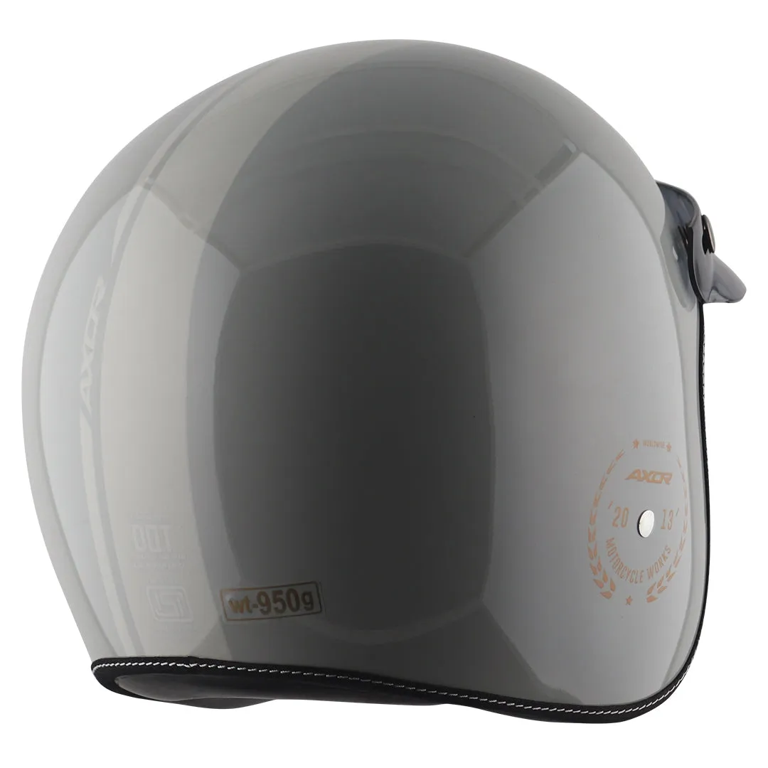 AXOR Retro Jet Euro Globe Cool Grey Half Face Helmet