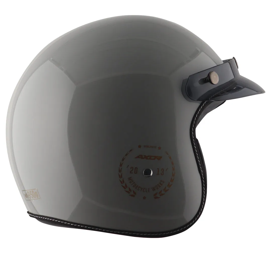 AXOR Retro Jet Euro Globe Cool Grey Half Face Helmet