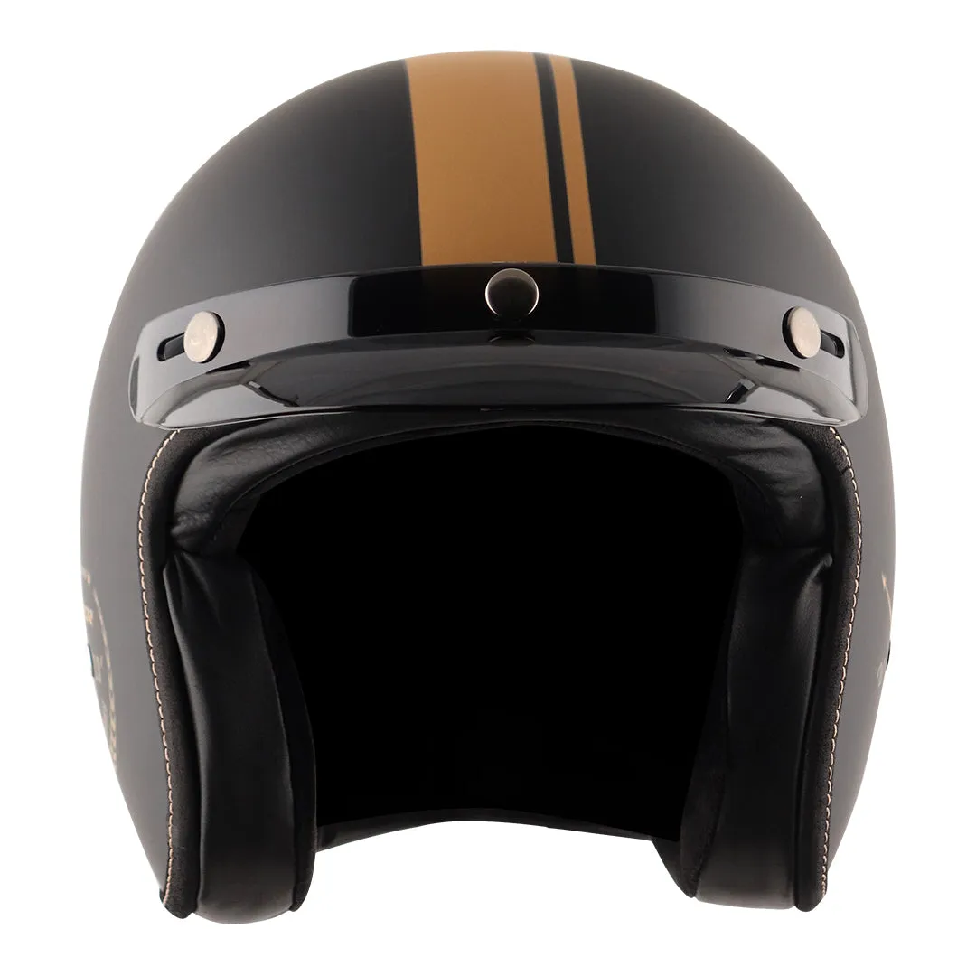 AXOR Retro Jet Euro Globe Dull Black Half Face Helmet