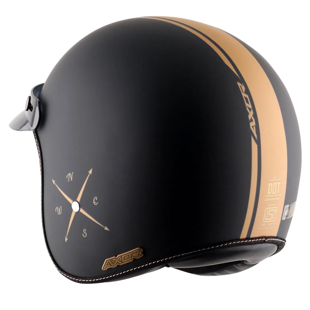 AXOR Retro Jet Euro Globe Dull Black Half Face Helmet