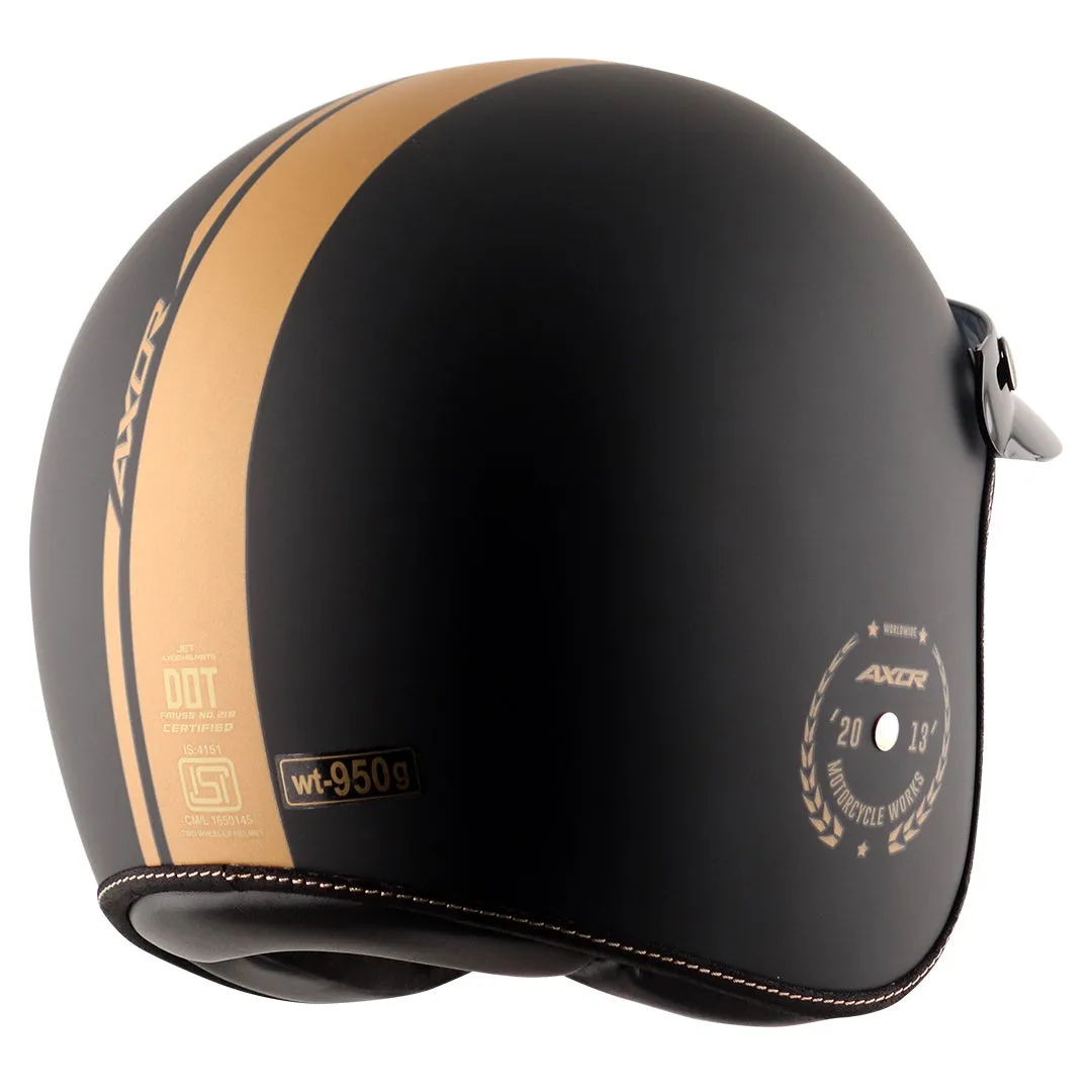 AXOR Retro Jet Euro Globe Dull Black Half Face Helmet