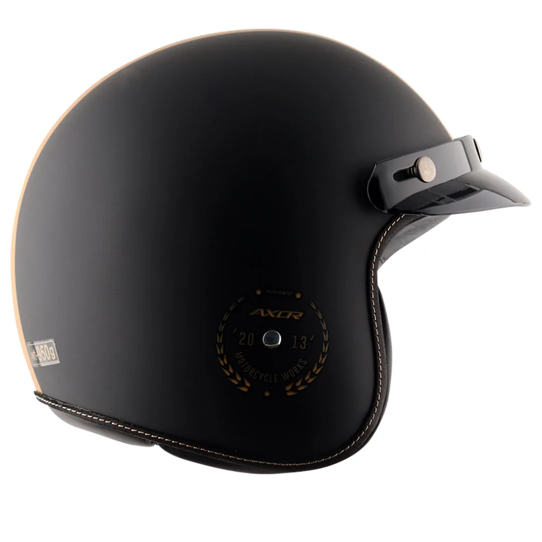 AXOR Retro Jet Euro Globe Dull Black Half Face Helmet