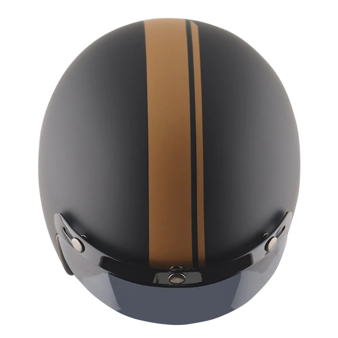 AXOR Retro Jet Euro Globe Dull Black Half Face Helmet
