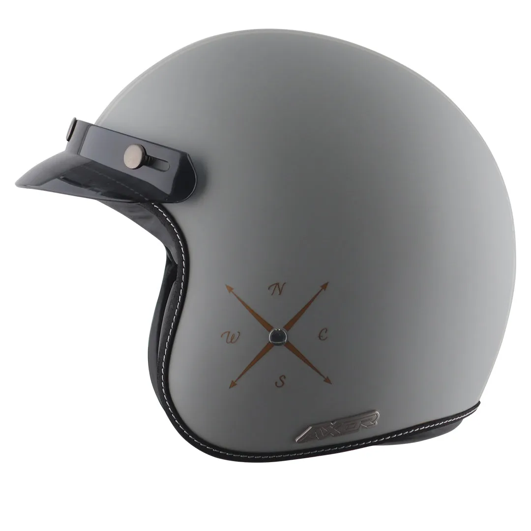 AXOR Retro Jet Euro Globe Dull Cool Grey Half Face Helmet