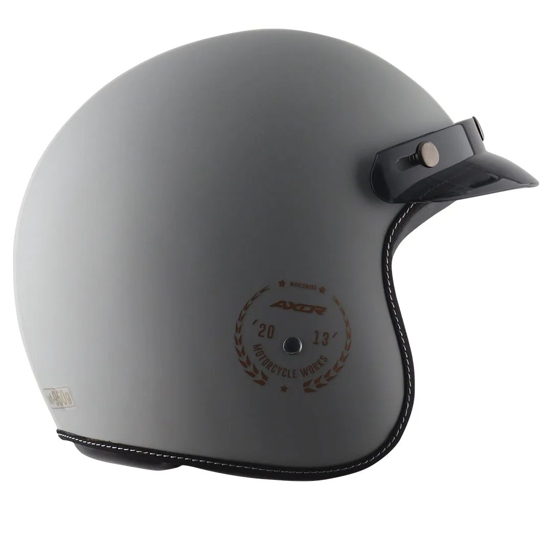 AXOR Retro Jet Euro Globe Dull Cool Grey Half Face Helmet