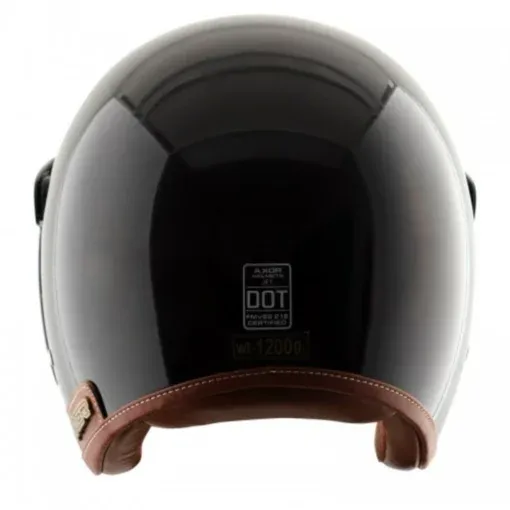 AXOR Retro Jet Leather Black Half Face Helmet