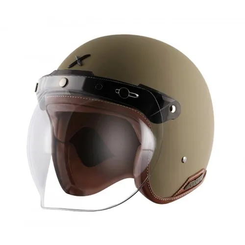 AXOR Retro Jet Leather Dull Desert Storm Half Face Helmet