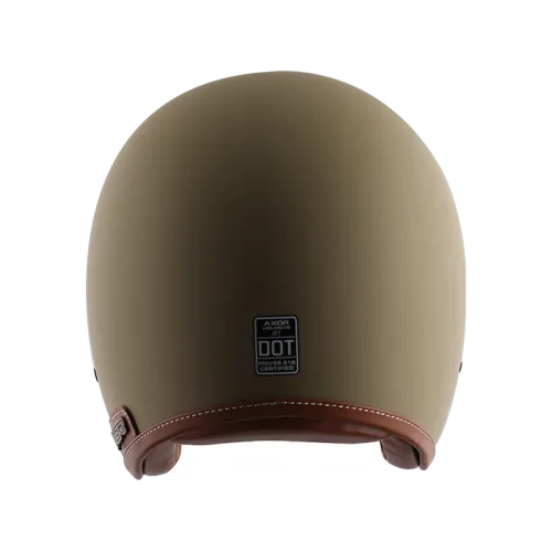 AXOR Retro Jet Leather Dull Desert Storm Half Face Helmet