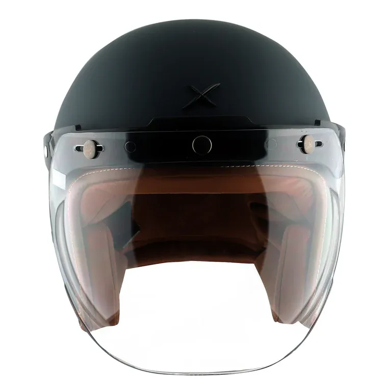 AXOR Retro Jet Leather Dull Slate Half Face Helmet