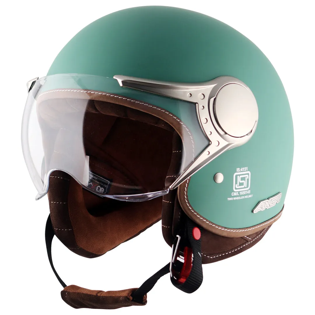 AXOR Retro Jet West Dull Aqua Green Half Face Helmet