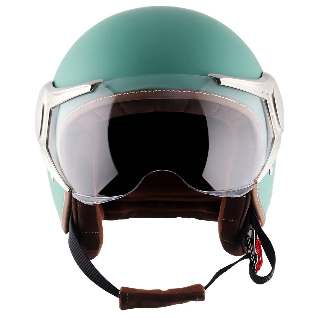 AXOR Retro Jet West Dull Aqua Green Half Face Helmet