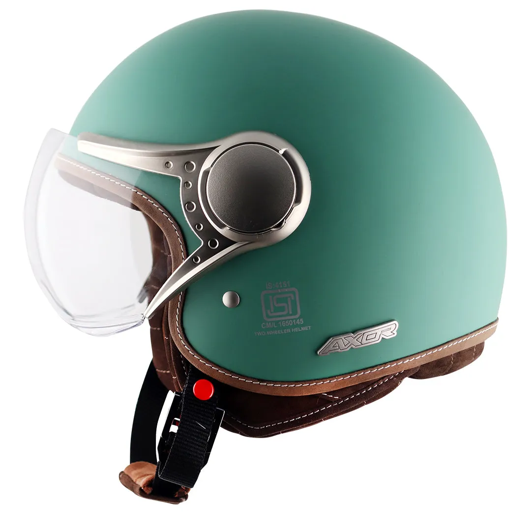 AXOR Retro Jet West Dull Aqua Green Half Face Helmet