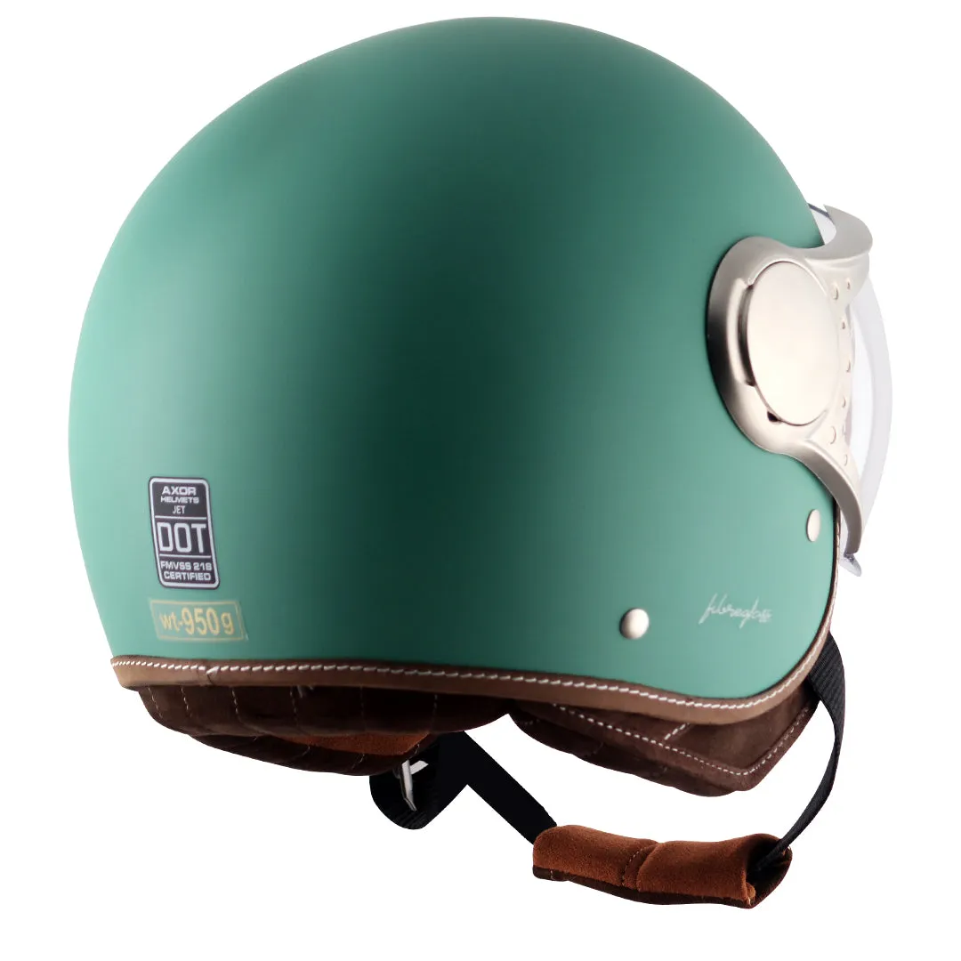 AXOR Retro Jet West Dull Aqua Green Half Face Helmet