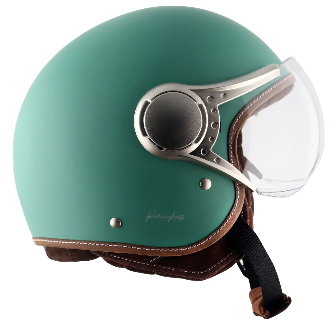 AXOR Retro Jet West Dull Aqua Green Half Face Helmet