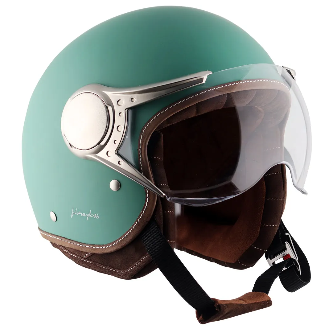 AXOR Retro Jet West Dull Aqua Green Half Face Helmet