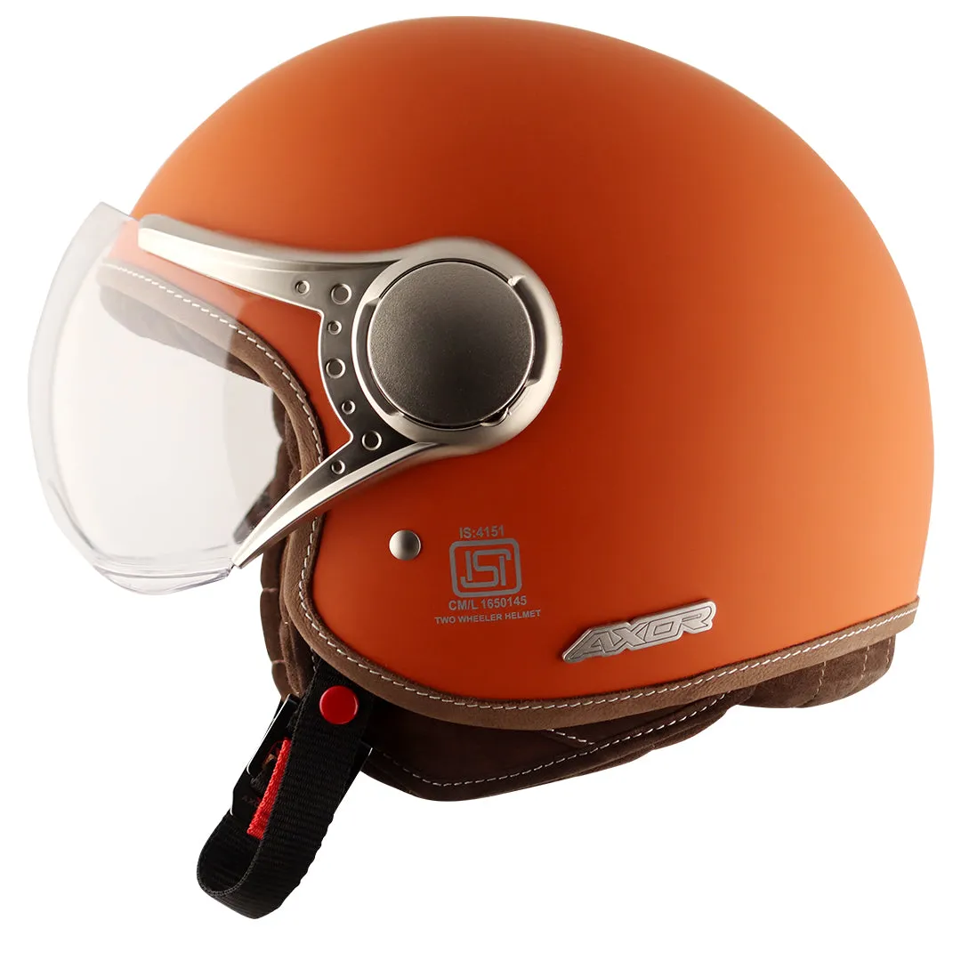 AXOR Retro Jet West Dull Orange Half Face Helmet