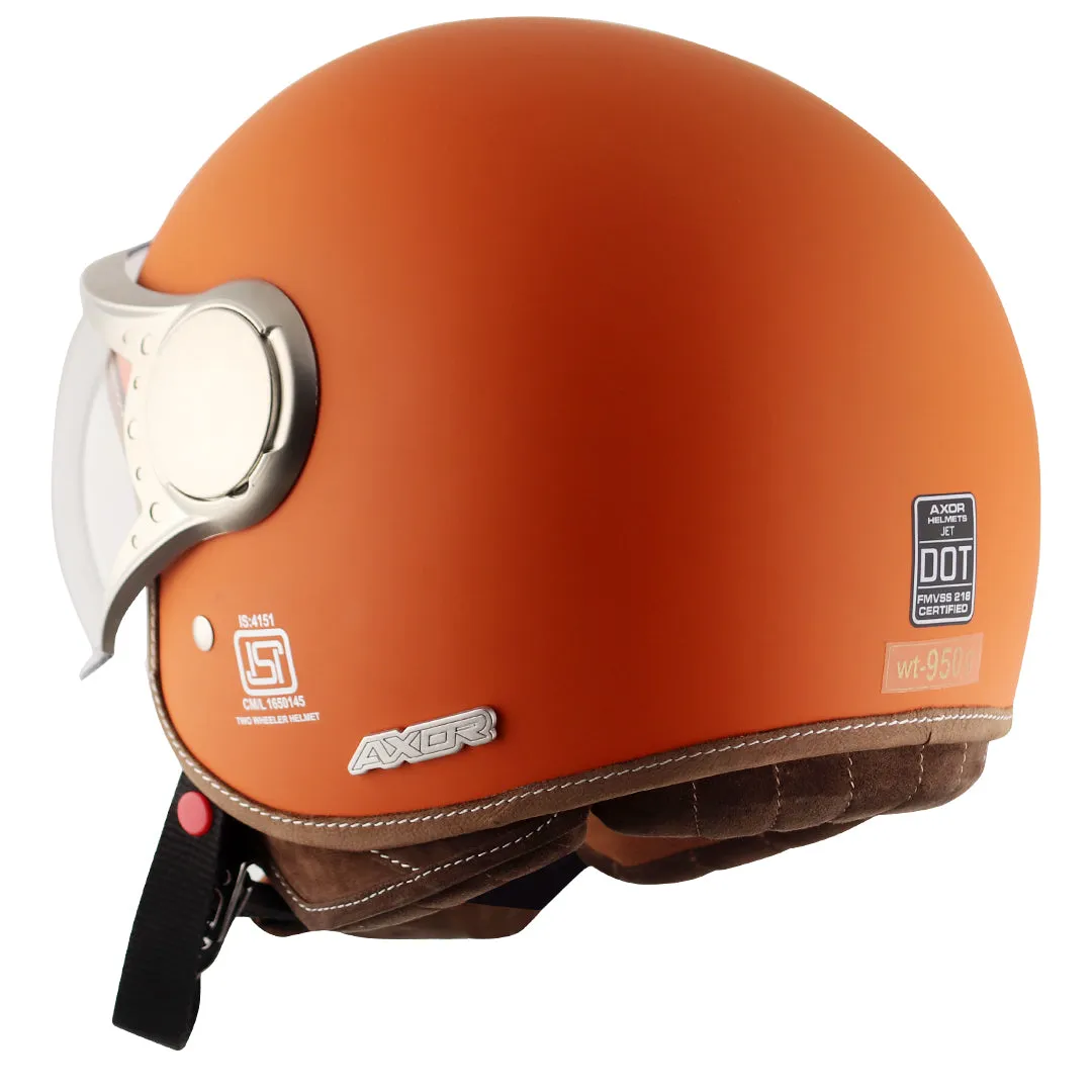 AXOR Retro Jet West Dull Orange Half Face Helmet