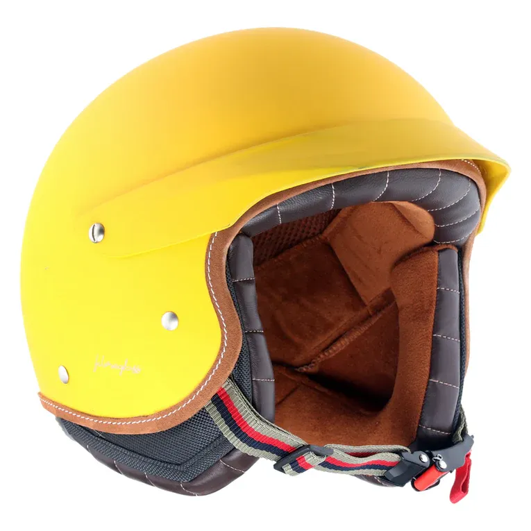 AXOR Retro Jet West With Peak Dull Yellow Half Face Helmet