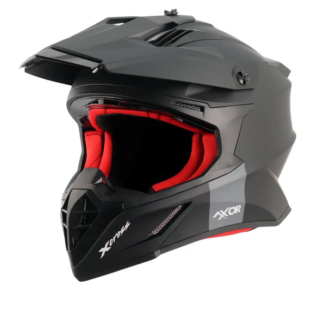 AXOR X Cross Dual Visor Sc Dull Black Red Off Road Helmet