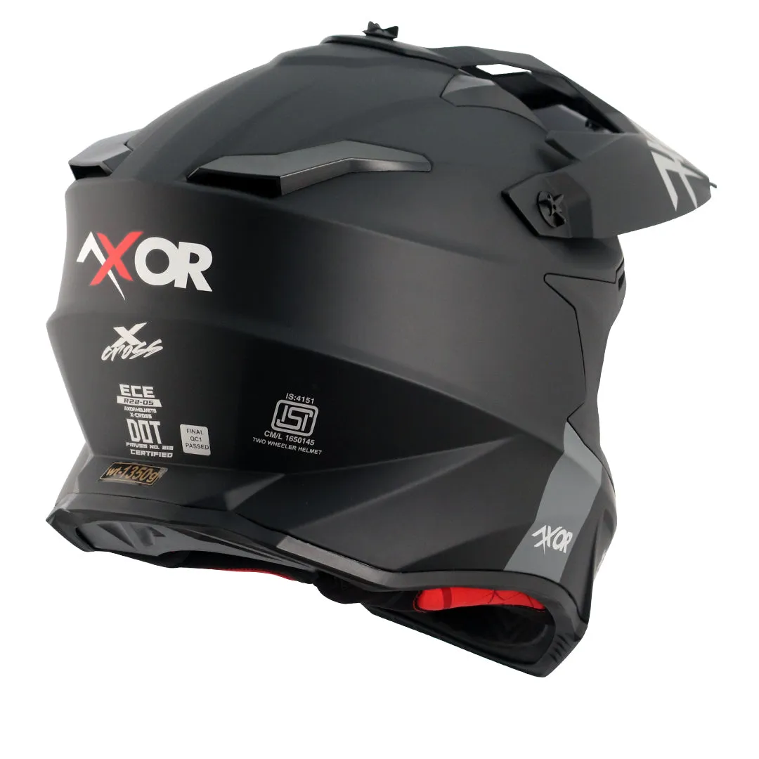 AXOR X Cross Dual Visor Sc Dull Black Red Off Road Helmet