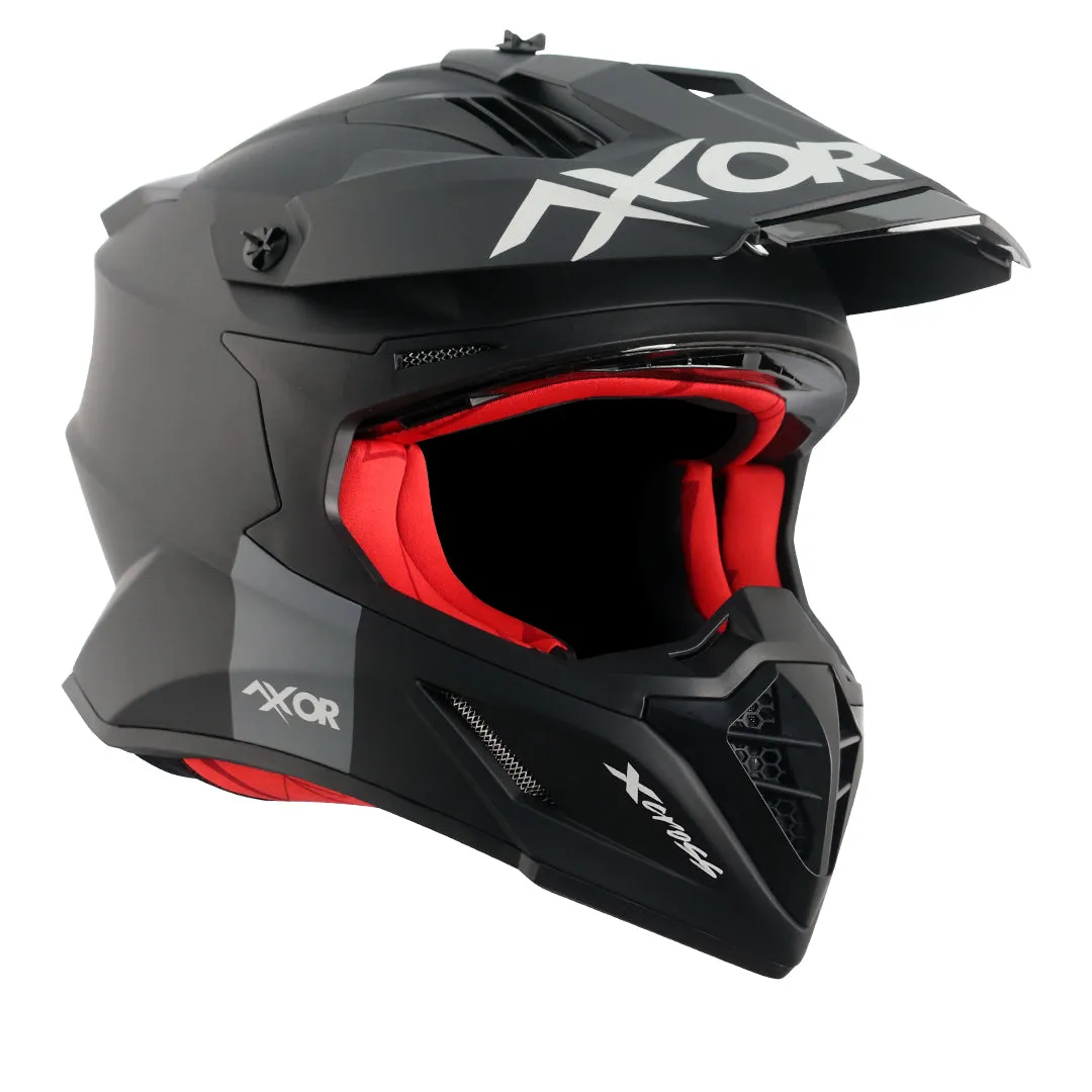 AXOR X Cross Dual Visor Sc Dull Black Red Off Road Helmet