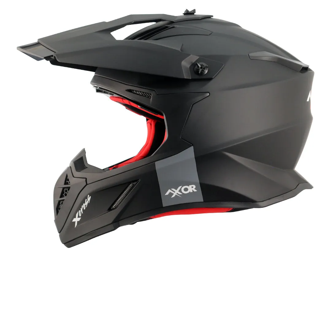 AXOR X Cross Dual Visor Sc Dull Black Red Off Road Helmet