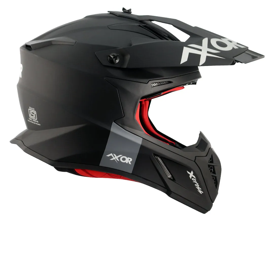 AXOR X Cross Dual Visor Sc Dull Black Red Off Road Helmet