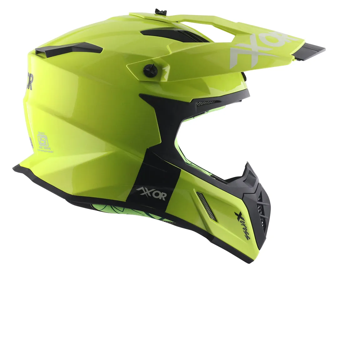 AXOR X Cross Dual Visor Sc Neon Yellow Green Off Road Helmet