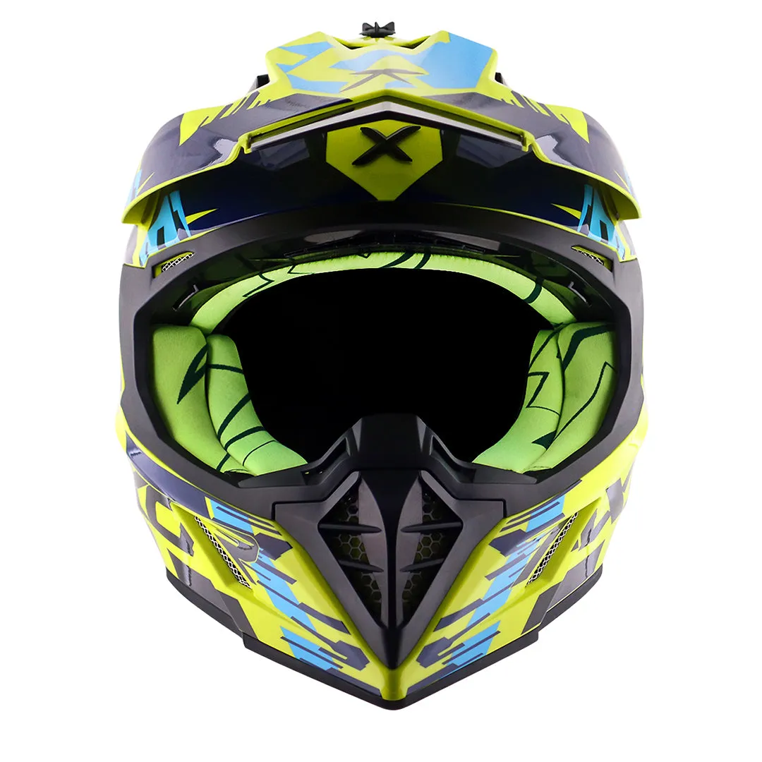 AXOR X Cross X1 Neon Yellow Blue Off Road Helmet
