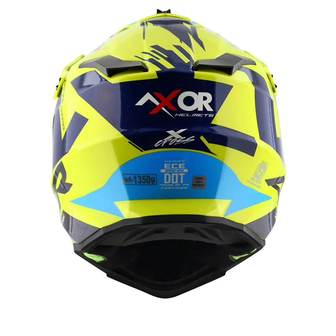 AXOR X Cross X1 Neon Yellow Blue Off Road Helmet