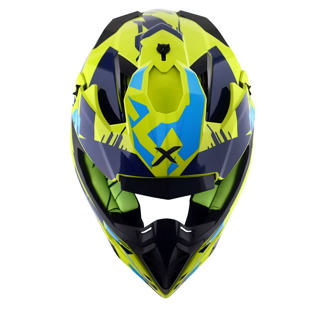 AXOR X Cross X1 Neon Yellow Blue Off Road Helmet
