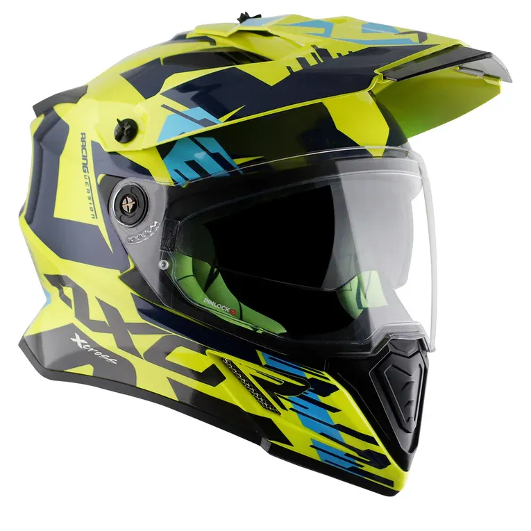 AXOR X Cross Dual Visor X1 Neon Yellow Blue Off Road Helmet