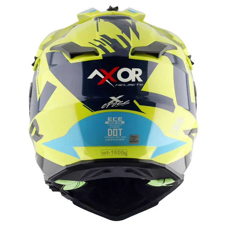 AXOR X Cross Dual Visor X1 Neon Yellow Blue Off Road Helmet