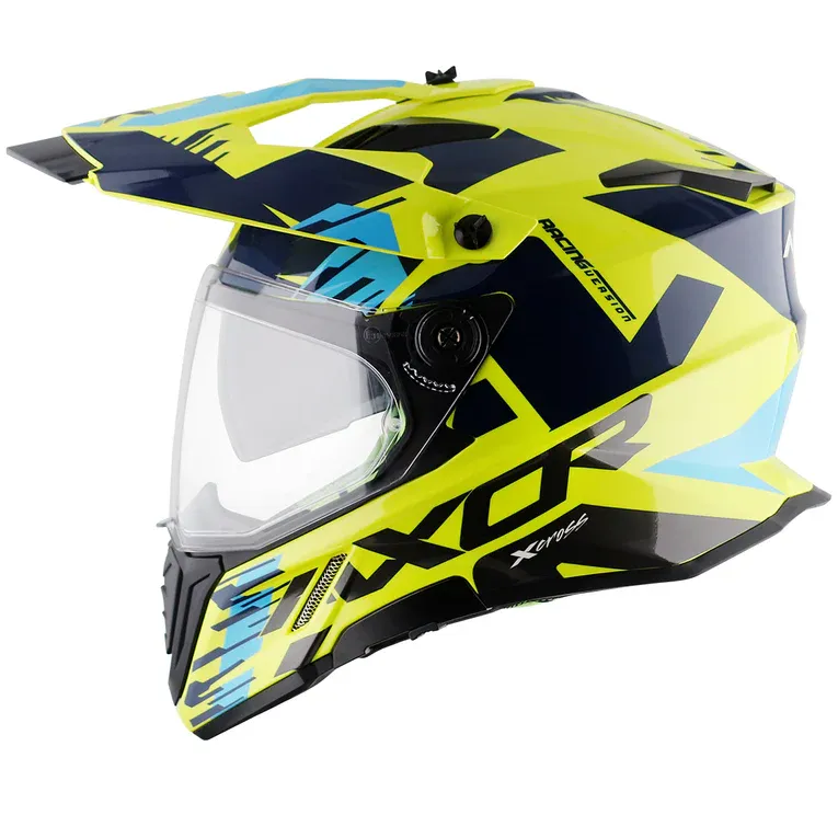 AXOR X Cross Dual Visor X1 Neon Yellow Blue Off Road Helmet