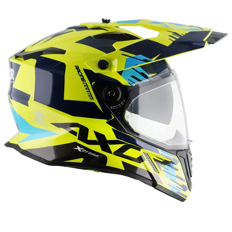 AXOR X Cross Dual Visor X1 Neon Yellow Blue Off Road Helmet