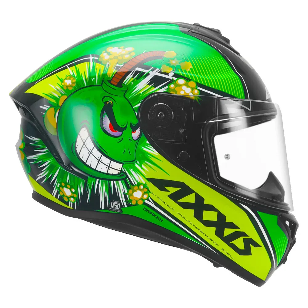 AXXIS 112C Draken S Boms A6 Gloss Green Full Face Helmet