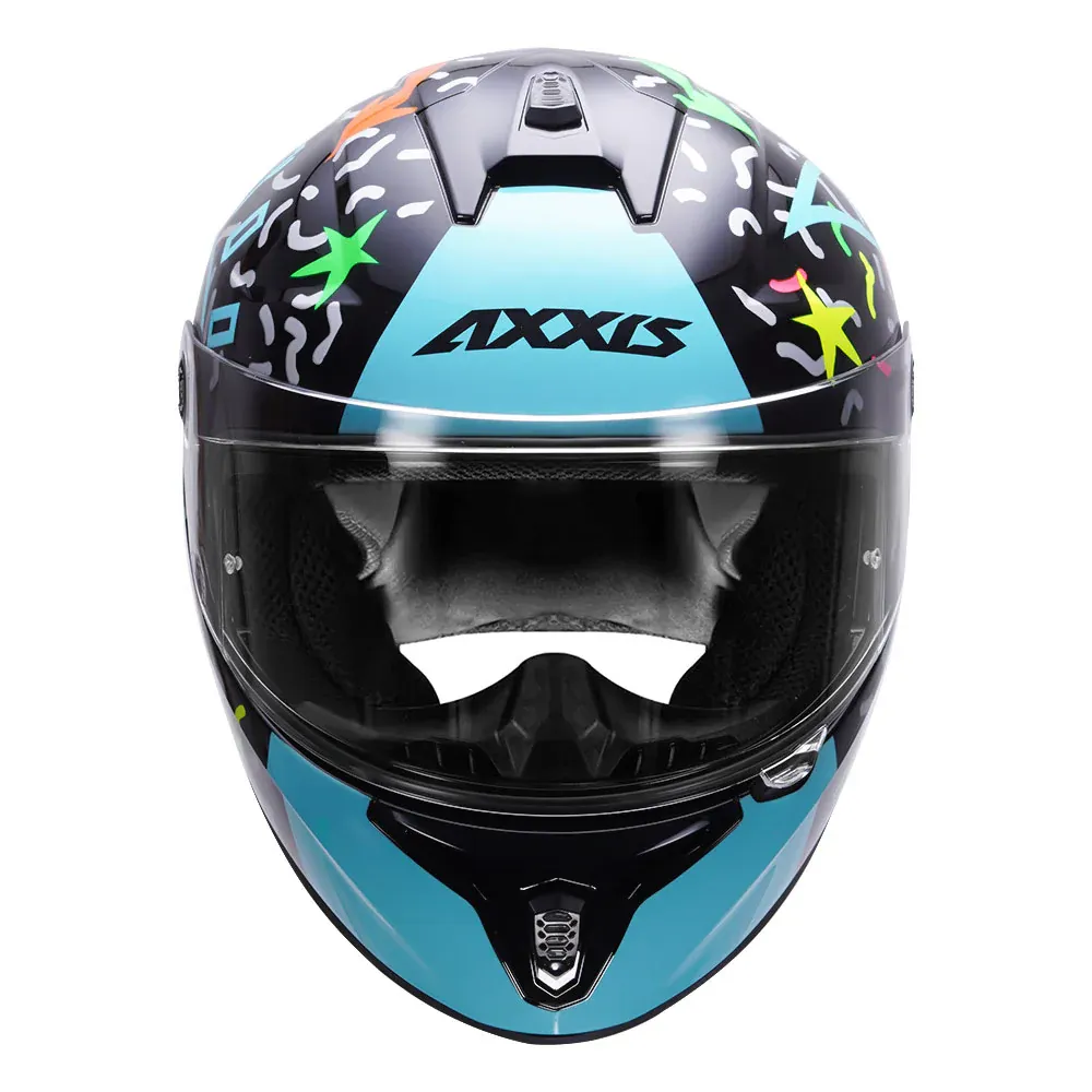 AXXIS 112C Draken S Crazy A7 Gloss Flour Blue Full Face Helmet