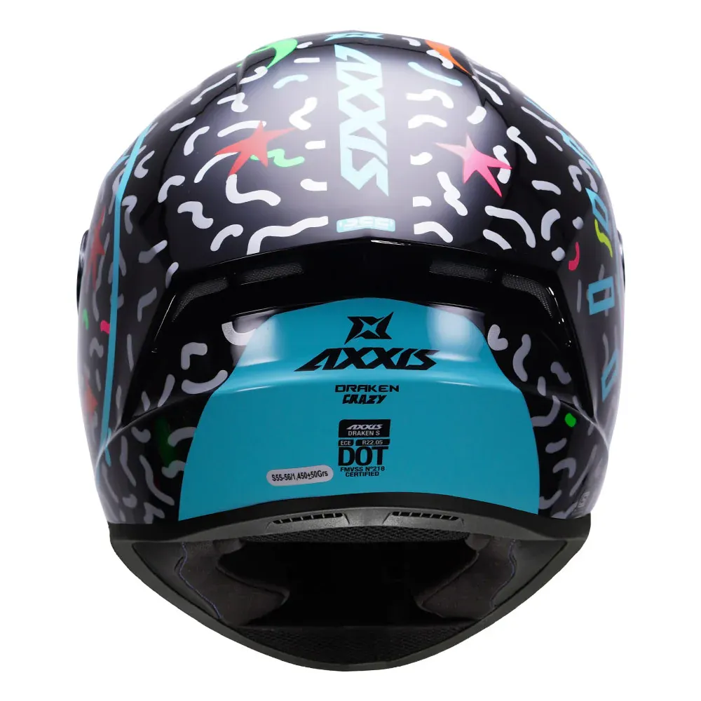AXXIS 112C Draken S Crazy A7 Gloss Flour Blue Full Face Helmet