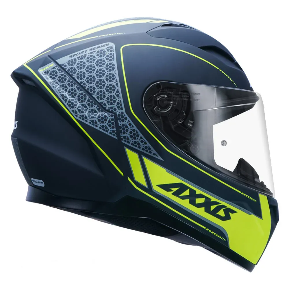 AXXIS 117D Seg Dot Racelinenb3 Matt Fluo Yellow Full Face Helmet